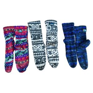 LL Bean Acorn Fleece Slipper Socks Boot Liners 3 Pairs Camp Outdoor WomenSz 8